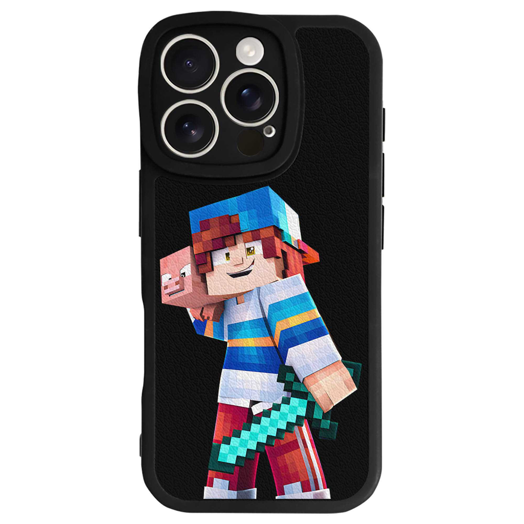 （画像用） マインクラフト ブロックの世界 Minecraft MC Block world 【iPhone 16シリーズ対応】シリコンスマホケース（レザー調） 材質：シリコン